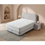Pat Boxspring COMO PRO cu ladă de depozitare, structură metalică, material si saltea premium, design minimalist
