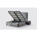 Pat Boxspring FALLONE cu ladă de depozitare, structură metalică, material și saltea premium cu topper integrat - imagine 4