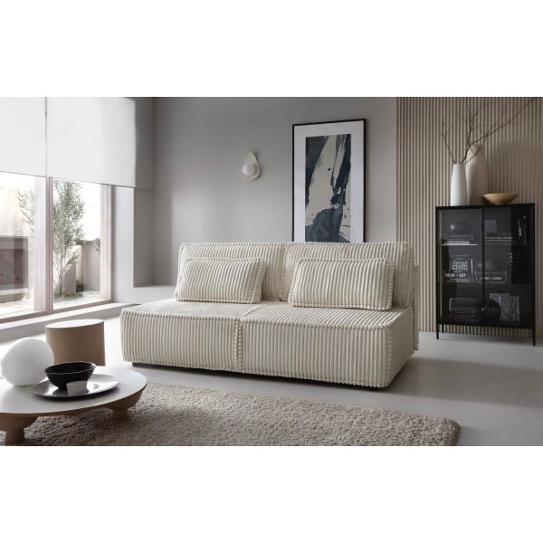 Canapea extensibilă 200 cm, 2 locuri LOMMA, velur raiat, ladă depozitare, pat 160x200 cm pentru living elegant