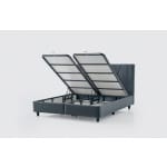 Pat Boxspring LOFT cu ladă de depozitare, structură metalică, saltea premium cu topper integrat, material catifelat - imagine 4