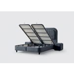 Pat Boxspring MADRID cu ladă de depozitare, structură metalică, saltea premium cu topper integrat, material catifelat - imagine 3