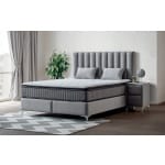 Pat Boxspring PARMA cu lada de depozitare, structura metalica, saltea premium cu topper integrat, material catifelat - imagine 2