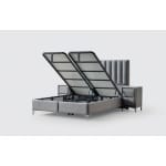 Pat Boxspring PARMA cu lada de depozitare, structura metalica, saltea premium cu topper integrat, material catifelat - imagine 5