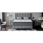 Pat Boxspring PARMA cu lada de depozitare, structura metalica, saltea premium cu topper integrat, material catifelat - imagine 3