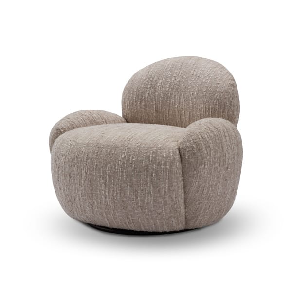 Fotoliu modern pentru living 84 cm, tapițerie bouclé bej, design compact și confortabil EDDA