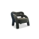 Fotoliu modern pentru living 85 cm, tapițerie textilă gri închis, design sculptural și confortabil NODO