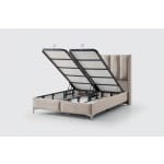 Pat Boxspring EDDA cu lada de depozitare, structura metalica, saltea premium cu topper integrat, material catifelat - imagine 4