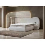 Pat Boxspring SALVADOR cu ladă de depozitare, structura metalica, material și saltea premium cu topper integrat, design organic - imagine 2