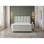 Pat Boxspring MAGNUM cu ladă de depozitare, structura metalica, material și saltea premium cu topper integrat - imagine 3