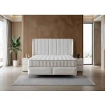 Pat Boxspring LOUVRE cu ladă de depozitare, structura metalica, material și saltea premium, LED-uri integrate in capatai - imagine 3
