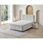 Pat Boxspring HUGO cu ladă de depozitare, structura metalica, material și saltea premium, design modern