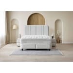 Pat Boxspring HUGO cu ladă de depozitare, structura metalica, material și saltea premium, design modern - imagine 3