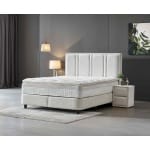Pat Boxspring PAROS XL cu ladă de depozitare, structura metalica, material și saltea premium cu topper integrat - imagine 2