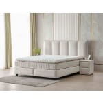 Pat Boxspring ASTORIA cu lada de depozitare, structura metalica, saltea premium cu topper integrat, material premium - imagine 2