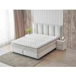 Pat Boxspring ASTORIA cu lada de depozitare, structura metalica, saltea premium cu topper integrat, material premium