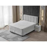 Pat Boxspring ROYCE cu ladă de depozitare, structura metalica, material și saltea premium cu topper integrat