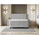 Pat Boxspring ROYCE cu ladă de depozitare, structura metalica, material și saltea premium cu topper integrat - imagine 3