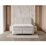 Pat Boxspring PORTO cu ladă de depozitare, structura metalica, material și saltea premium cu topper integrat - imagine 2