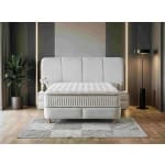 Pat Boxspring MONACO cu ladă de depozitare, structura metalica, material și saltea premium cu topper integrat - imagine 2