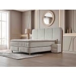 Pat Boxspring MONACO cu ladă de depozitare, structura metalica, material și saltea premium cu topper integrat - imagine 3