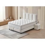 Pat Boxspring LONDON cu ladă de depozitare, structura metalica, material și saltea premium cu topper integrat