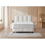 Pat Boxspring LONDON cu ladă de depozitare, structura metalica, material și saltea premium cu topper integrat - imagine 3