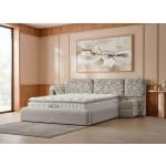 Pat Boxspring MILANO cu ladă de depozitare, structura metalica, material și saltea premium cu topper integrat, design modern - imagine 2