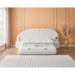 Pat Boxspring PARIS cu ladă de depozitare, structura metalica, material și saltea premium cu topper integrat, design organic - imagine 3