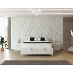 Pat Boxspring LEAF cu ladă de depozitare, structura metalica, material și saltea premium, capatai customizabil - imagine 2