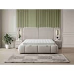 Pat Boxspring MERIVO LUX cu ladă de depozitare, structura metalica, material și saltea premium, design modern, LED-uri incorporate - imagine 2