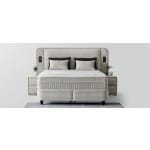 Pat Boxspring TULUM cu lada de depozitare, structura metalica, saltea premium cu topper integrat, LED-uri incorporate in capatai. - imagine 3