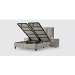 Pat Boxspring PAROS cu ladă de depozitare, structura metalica, material și saltea premium cu topper integrat - imagine 5