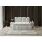 Pat Boxspring ALLURE PRO cu ladă de depozitare, structura metalica, material si saltea premium, LED-uri integrate in capatai - imagine 3