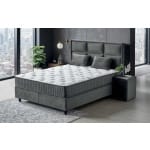 Pat Boxspring CARIA cu ladă de depozitare, structura metalica, material și saltea premium, design modern - imagine 2