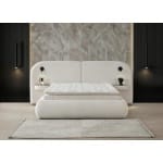 Pat Boxspring ELYSIA cu lada de depozitare, structura metalica, saltea premium cu topper integrat, LED-uri și noptiere incluse cu sticlă securizată - imagine 2