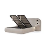 Pat Boxspring ELYSIA cu lada de depozitare, structura metalica, saltea premium cu topper integrat, LED-uri și noptiere incluse cu sticlă securizată - imagine 4