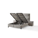 Pat Boxspring MAJESTIC cu ladǎ de depozitare, structurǎ metalicǎ, saltea premium cu topper integrat, LED-uri integrate în căpătâi - imagine 8