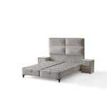 Pat Boxspring MAJESTIC cu ladǎ de depozitare, structurǎ metalicǎ, saltea premium cu topper integrat, LED-uri integrate în căpătâi - imagine 9