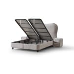 Pat Boxspring LUNARO cu lada de depozitare, structura metalica, saltea premium cu topper integrat, material premium - imagine 8