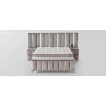 Pat Boxspring STARLIGHT cu lada de depozitare, saltea si material premium, structura metalica, LED-uri si charger USB integrate in capatai - imagine 2