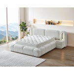 Pat Boxspring MERIVO PRO cu lada de depozitare, structura metalica, saltea premium cu topper integrat, LED-uri integrate in capatai, material premium - imagine 3