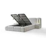 Pat Boxspring MERIVO PRO cu lada de depozitare, structura metalica, saltea premium cu topper integrat, LED-uri integrate in capatai, material premium - imagine 9