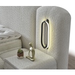 Pat Boxspring MERIVO PRO cu lada de depozitare, structura metalica, saltea premium cu topper integrat, LED-uri integrate in capatai, material premium - imagine 6