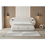 Pat Boxspring THALUMA PRO cu lada de depozitare, structura metalica, material si saltea premium cu topper integrat, LED-uri incorporate in capatai - imagine 2