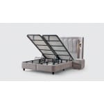 Pat Boxspring JULIE cu ladă de depozitare, structura metalica, material și saltea premium cu topper integrat, LED-uri incorporate in capatai - imagine 4