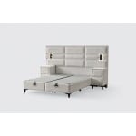 Pat Boxspring MATHILDA cu ladă de depozitare, structura metalica, material și saltea premium cu topper integrat, LED-uri incorporate in capatai - imagine 3