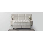Pat Boxspring MATHILDA cu ladă de depozitare, structura metalica, material și saltea premium cu topper integrat, LED-uri incorporate in capatai - imagine 2