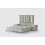 Pat Boxspring MINI STARLIGHT cu ladă de depozitare, structura metalica, material și saltea premium cu topper integrat, LED-uri incorporate in capatai - imagine 3