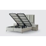 Pat Boxspring MINI STARLIGHT cu ladă de depozitare, structura metalica, material și saltea premium cu topper integrat, LED-uri incorporate in capatai - imagine 4