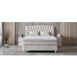 Pat Boxspring MONZA cu ladă de depozitare, structura metalica, material și saltea premium cu topper integrat, design modern - imagine 2